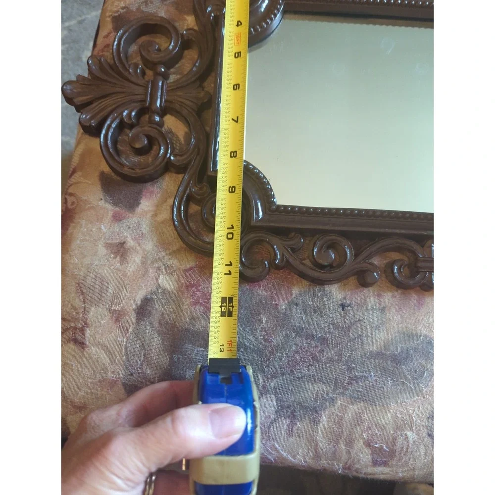 Vintage 1970 Hollywood Regency Wall Mirror Shelf Gothic MCM BOHO Painted